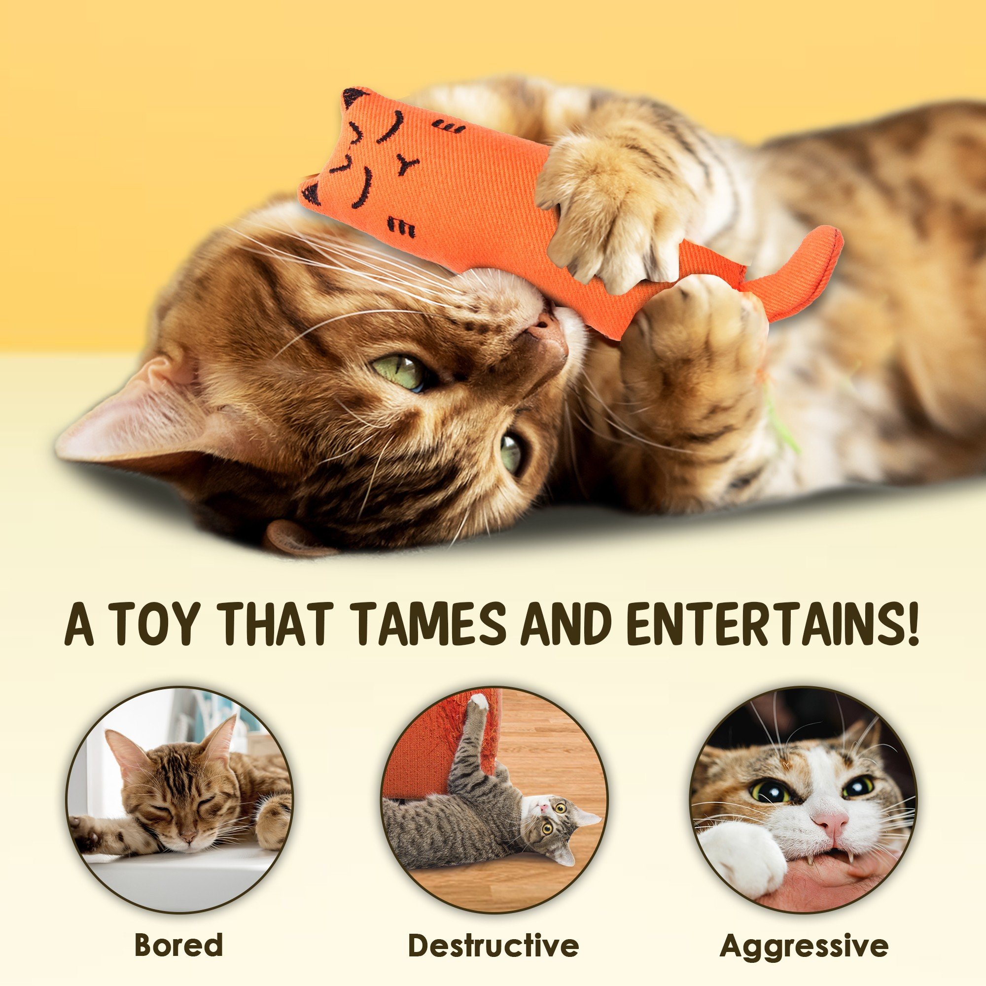 Vila Interactive Fetch & Play Plush Cat Dental Chew Toy with Catnip, 5 count - image 5