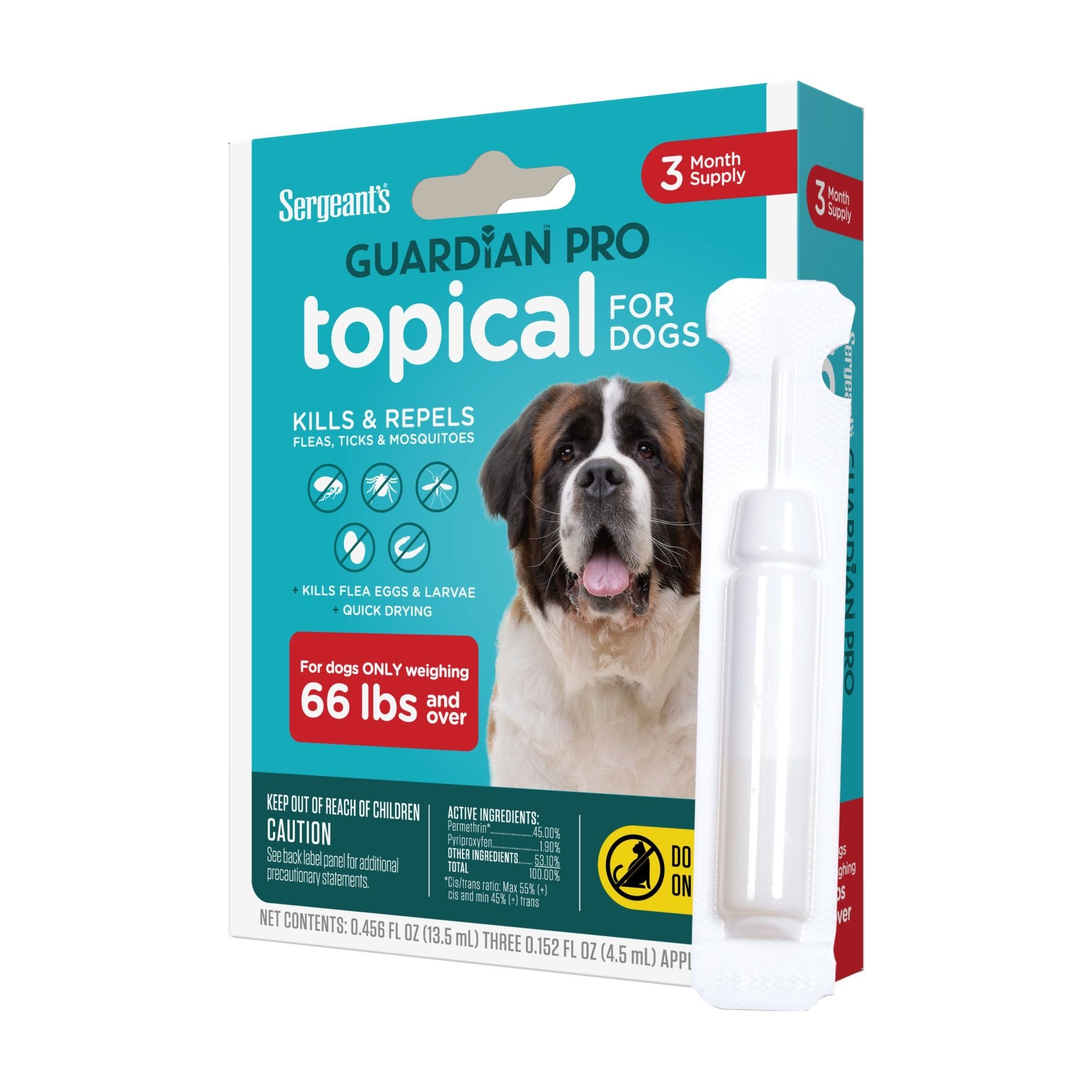 Sergeant's Guardian Dog Pro Flea & Tick Topical Treatment, over 66-lb, 3 count