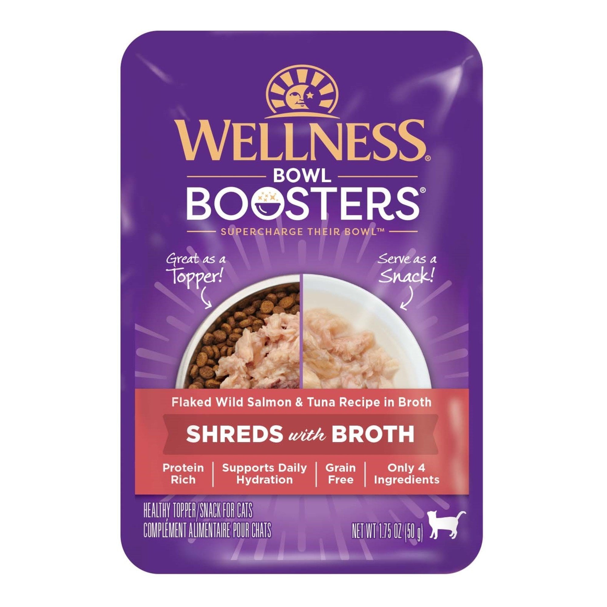 Wellness Bowl Boosters Flaked Salmon & Tuna Wet Cat Topper, 1.75-oz pouch, case of 12