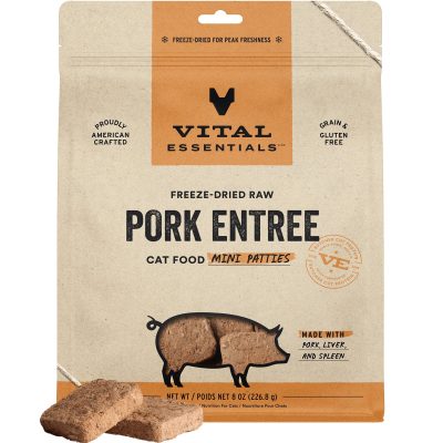 Vital Essentials Mini Patties Raw Pork Entree Freeze-Dried Cat Food, 8-oz bag
