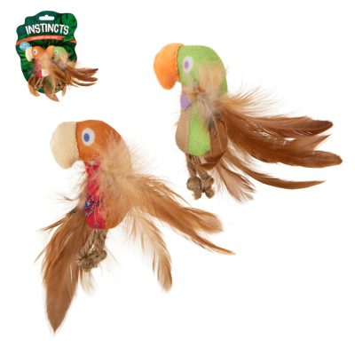 SmartyKat Instincts Love Mates Feathery Plush HappyNip Silvervine & Catnip Bird Cat Toys, 2-pack