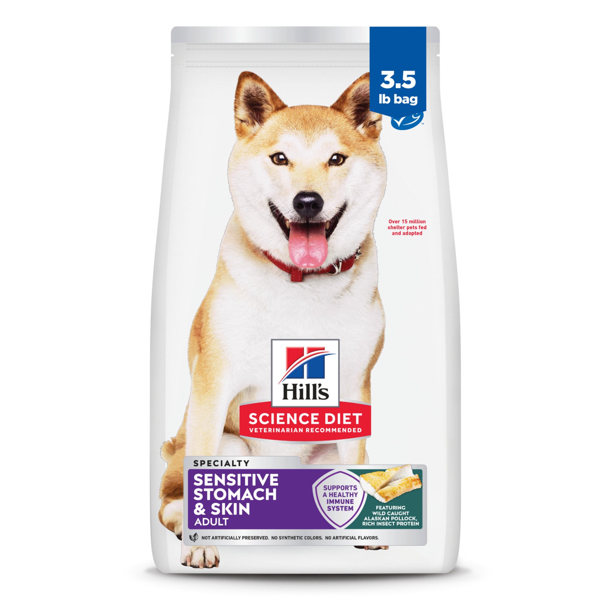 Hill's Science Diet Adult Sensitive Stomach & Sensitive Skin Pollock Meal, Barley & Insect Meal Recipe Dry Dog Food, 3.5-lb bag