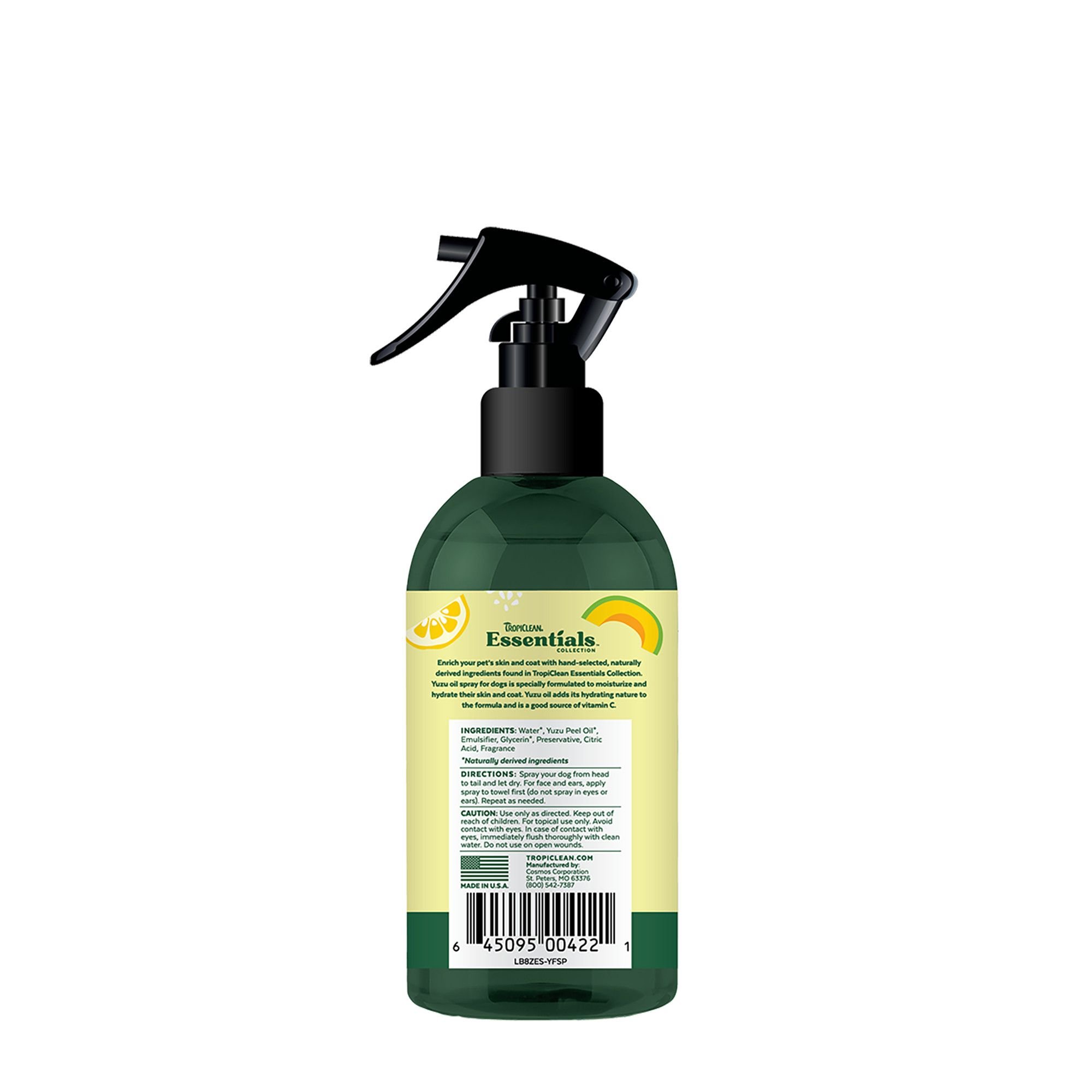 TropiClean Essentials Hydrating Yuzu Fruit Deodorizing Spray for Dogs, 8-fl oz bottle
