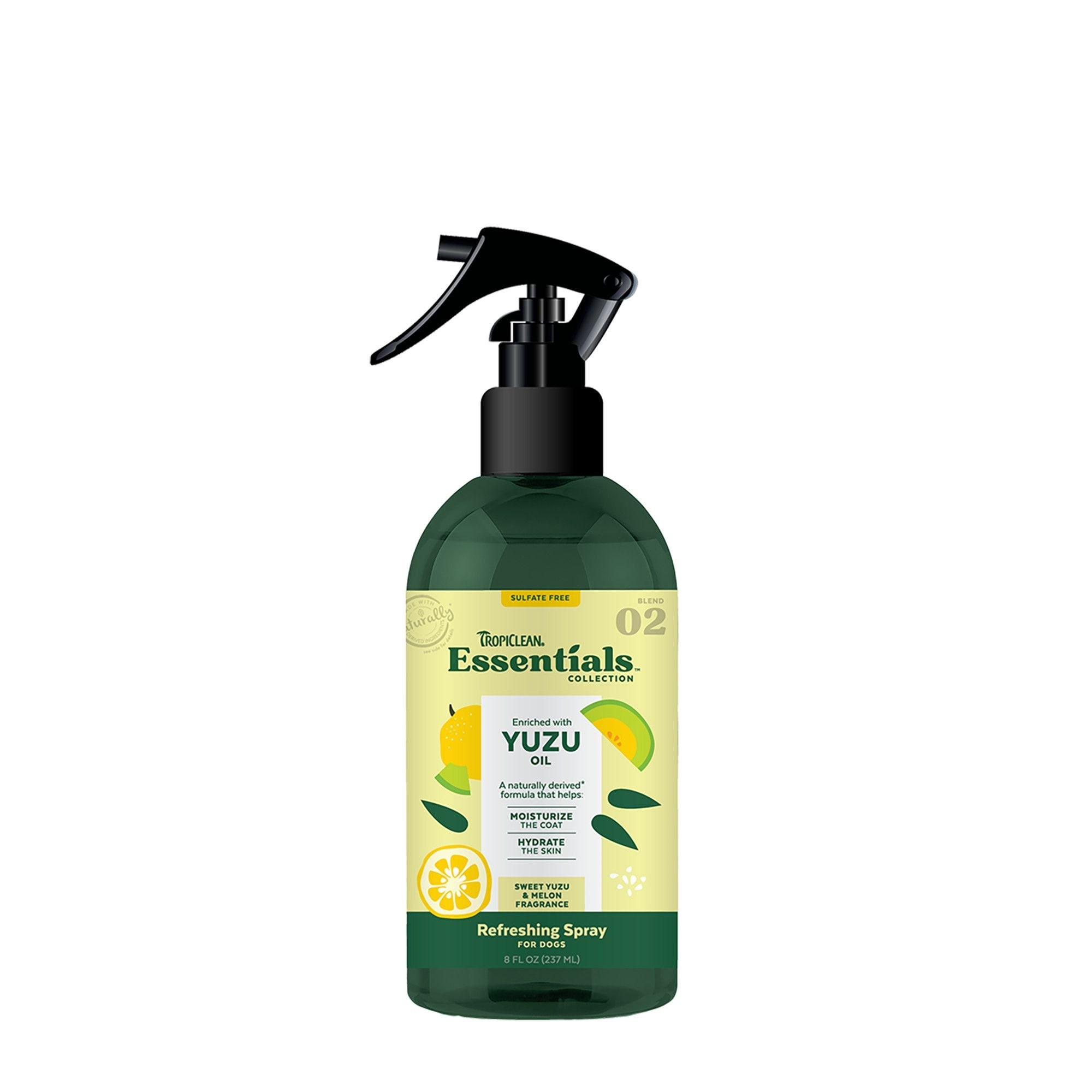 TropiClean Essentials Hydrating Yuzu Fruit Deodorizing Spray for Dogs, 8-fl oz bottle