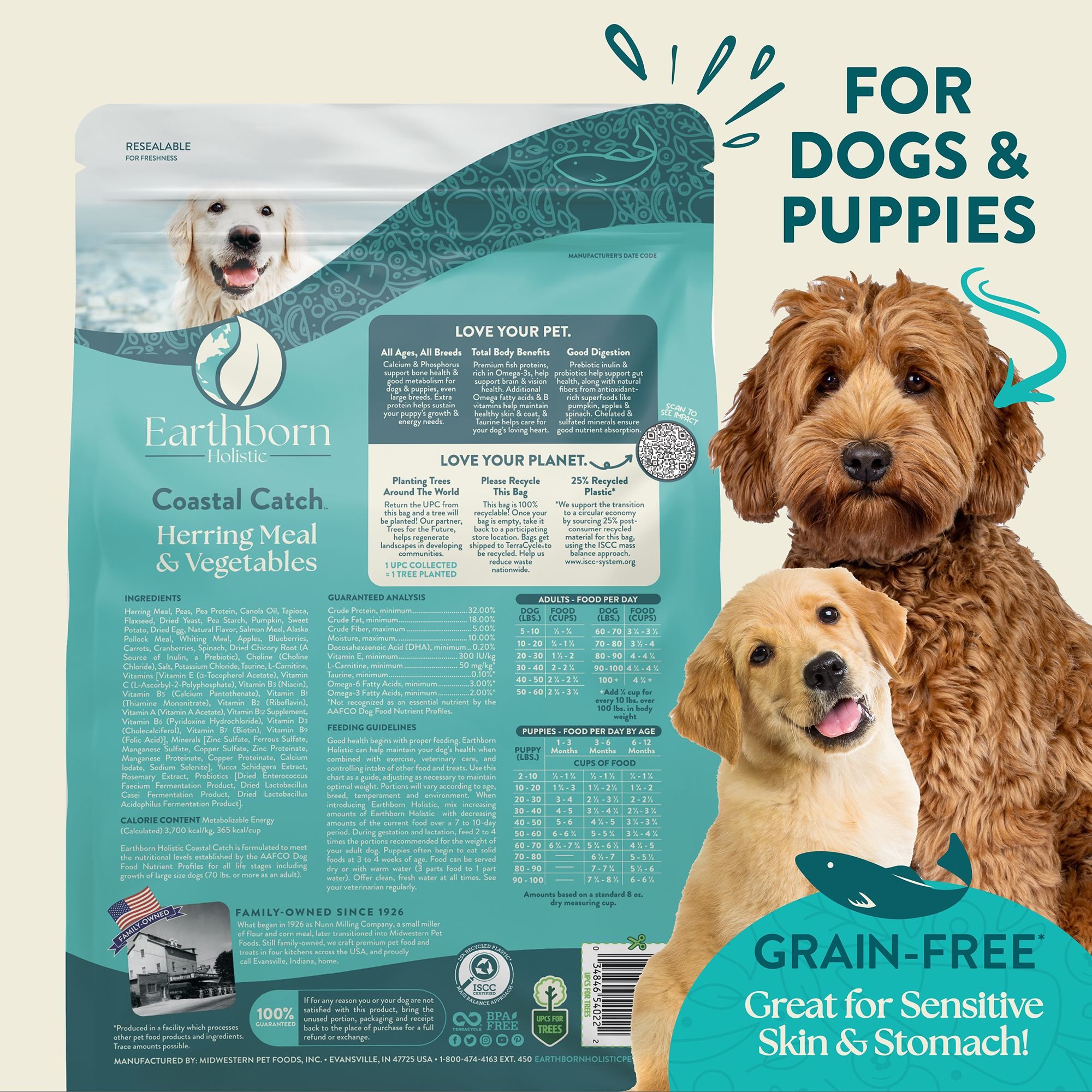 Earthborn Holistic Coastal Catch Herring Meal & Vegetables Grain-Free Dry Dog Food, 4-lb bag - image 3