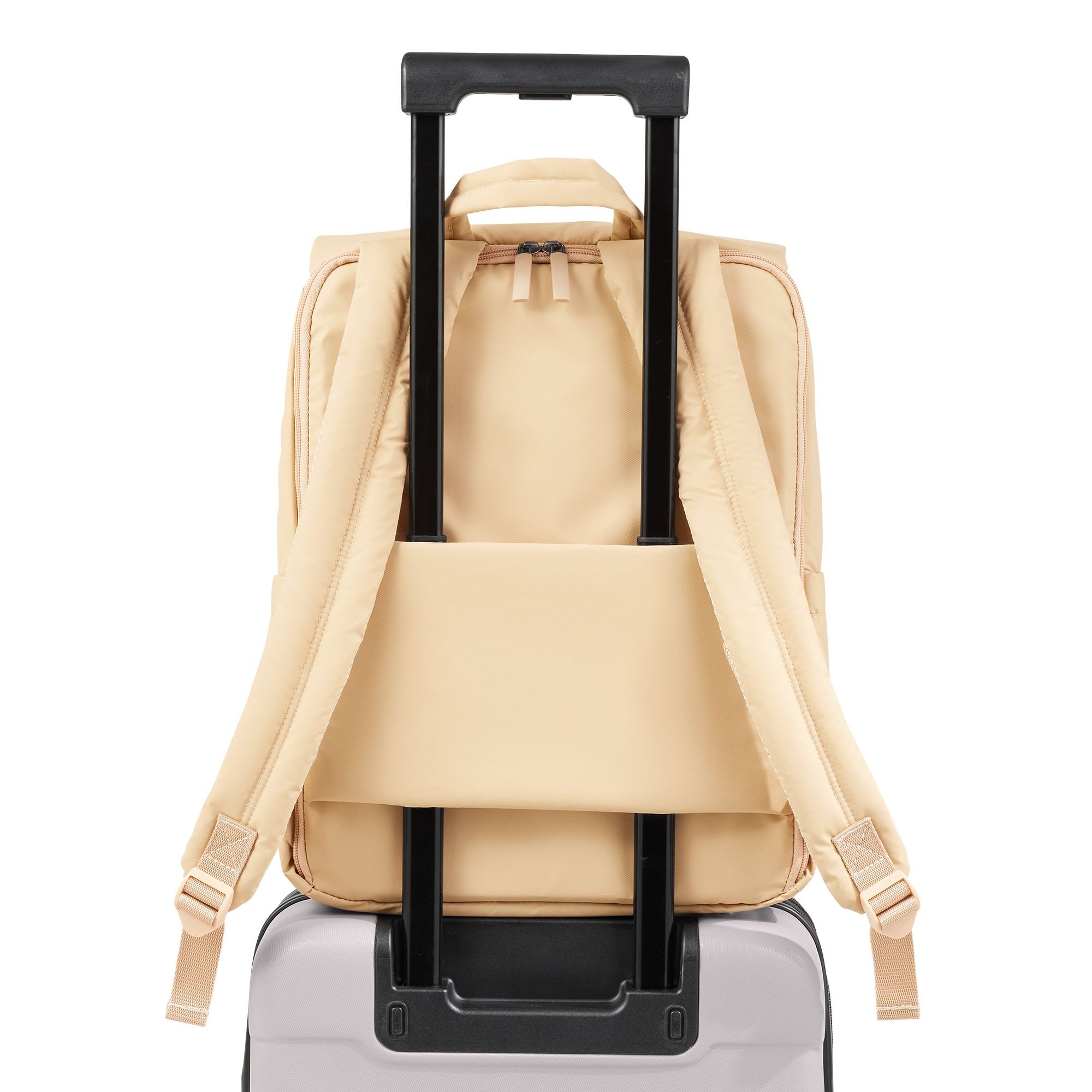 Frisco Dog & Cat Backpack Travel Bag with Double Bowl and Food Storage, Beige