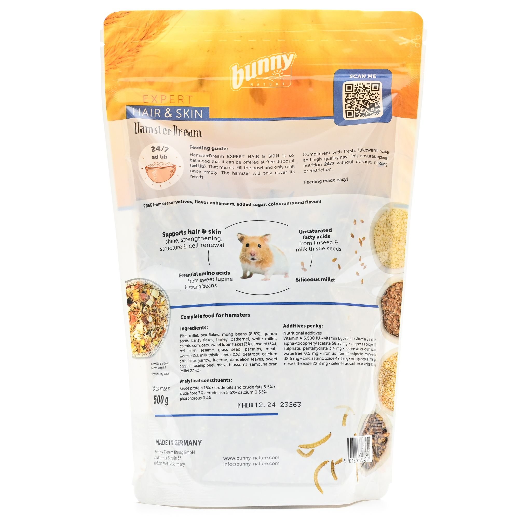 Bunny Nature Super Premium HamsterDream Expert Hair & Skin Hamster Food, 1.1-lb bag