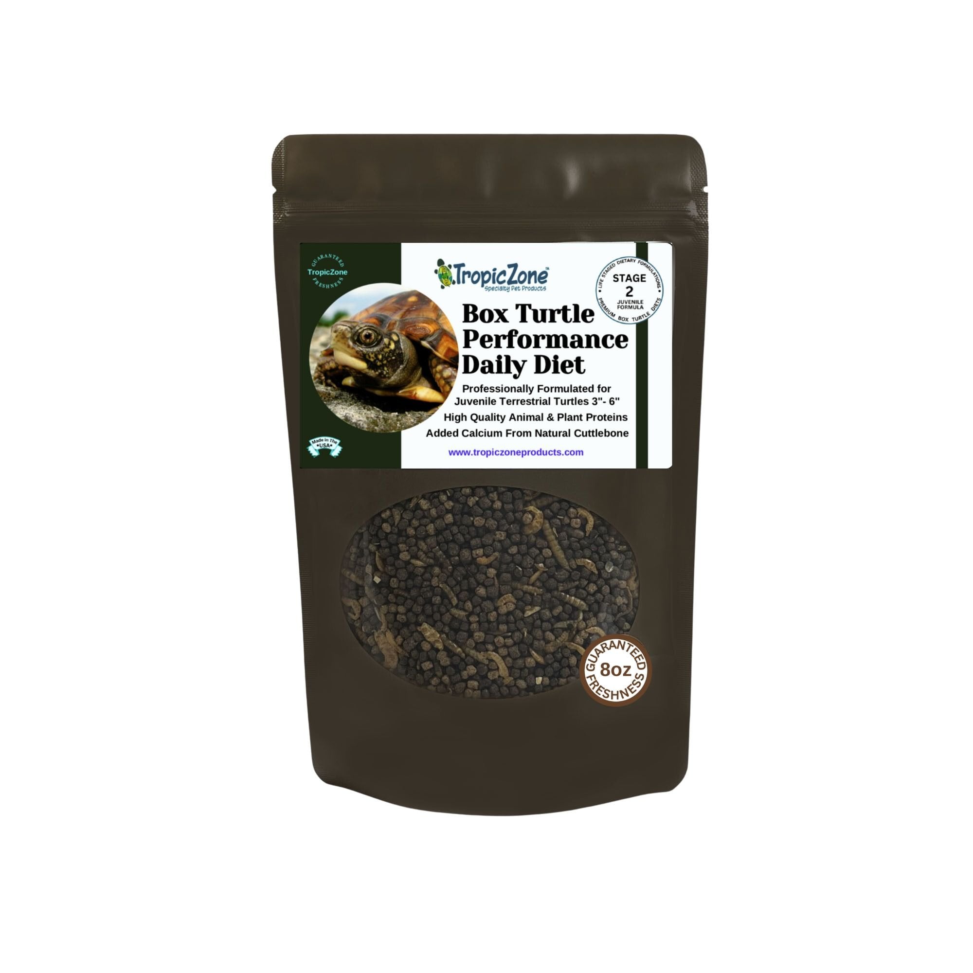 TropicZone Box Turtle Performance Daily Diet Stage 2 for Juvenile Turtles Food, 8-oz bag