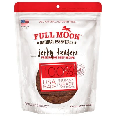 Full Moon Natural Essentials Jerky Tenders Beef Recipe Human-Grade Dog Treats, 14-oz bag