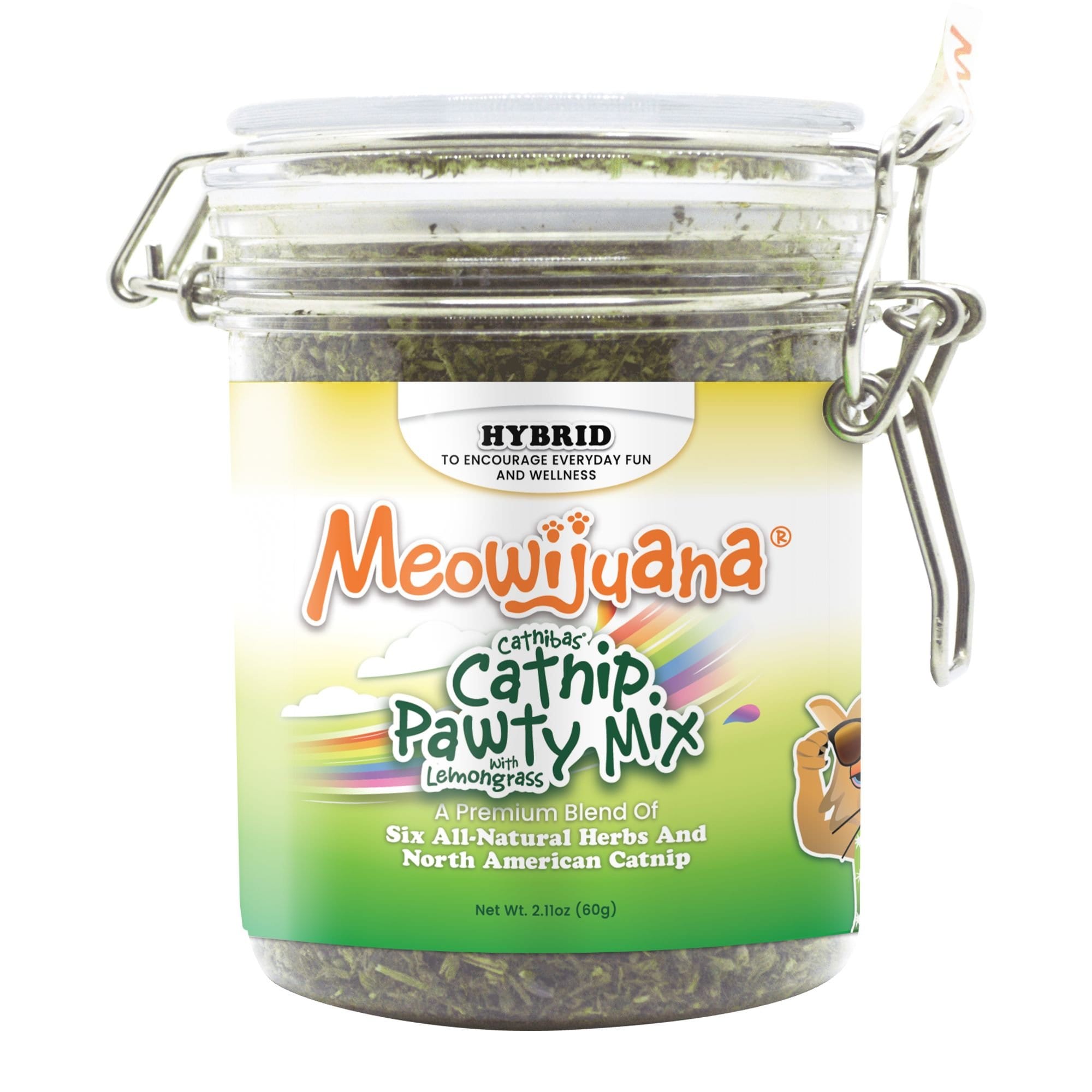 Meowijuana Jar of Catnibas Catnip Pawty Mix with Lemongrass Cat Catnip, 60-g bag