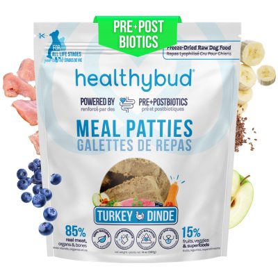 Healthybud Turkey Patties Freeze-Dried Raw Dog Food Rehydratable Square Meals, 14-oz bag